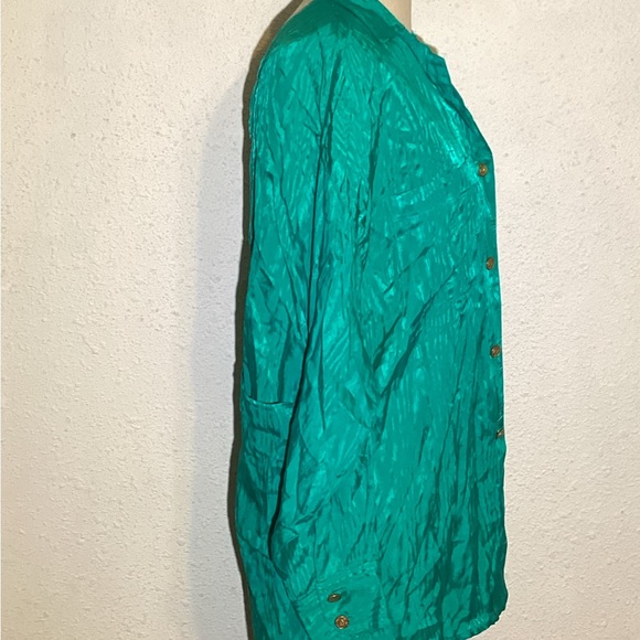 Holly Sharp vintage green open back blouse size 0/S - Picture 6 of 11